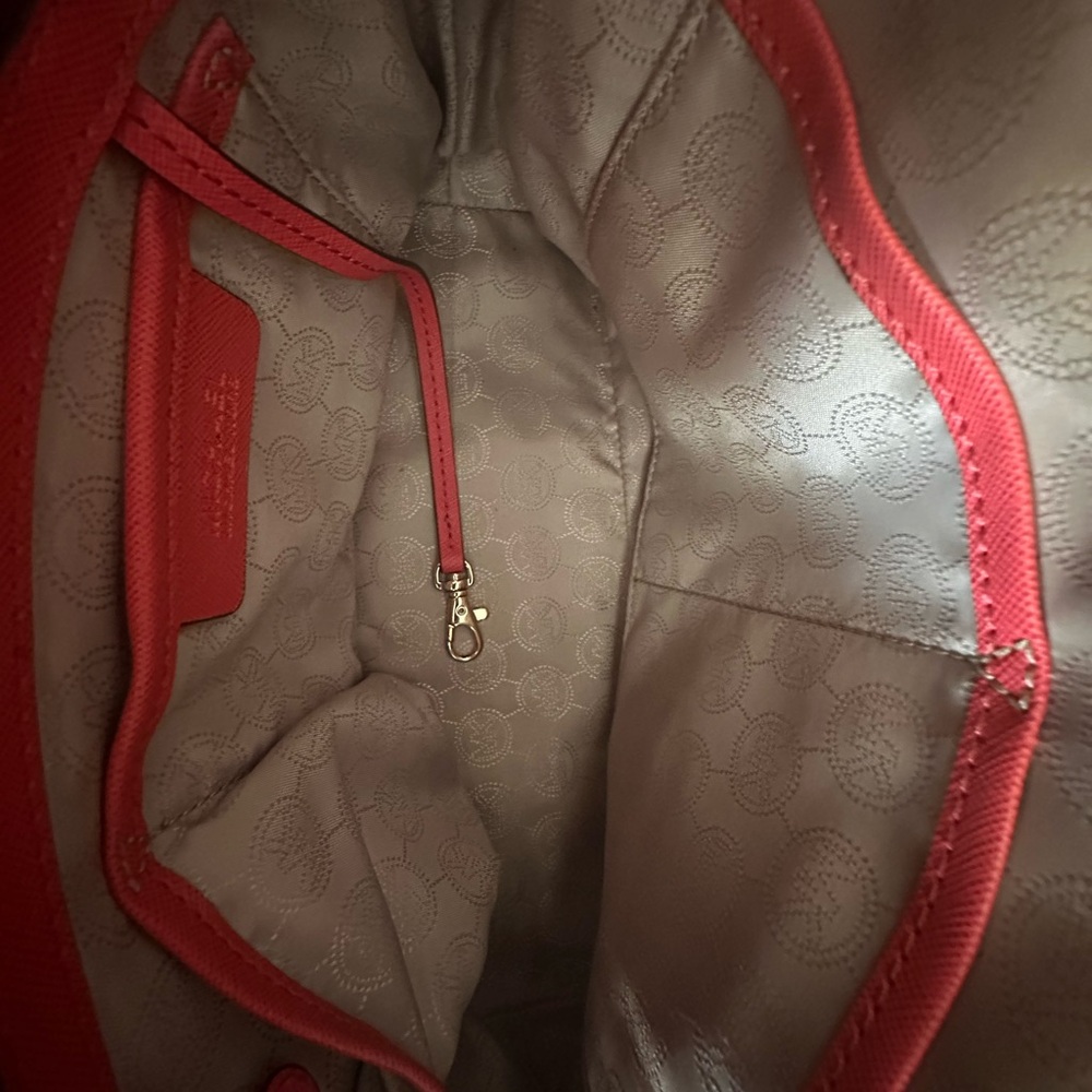 Michael Kors Red Saffiano Leather Satchel Gold-Tone Hardware & Detachable Strap - Picture 5 of 12